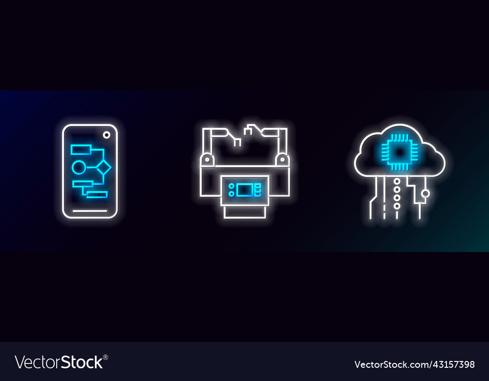 Set line internet of things algorithm vector image Set line internet of things algorithm