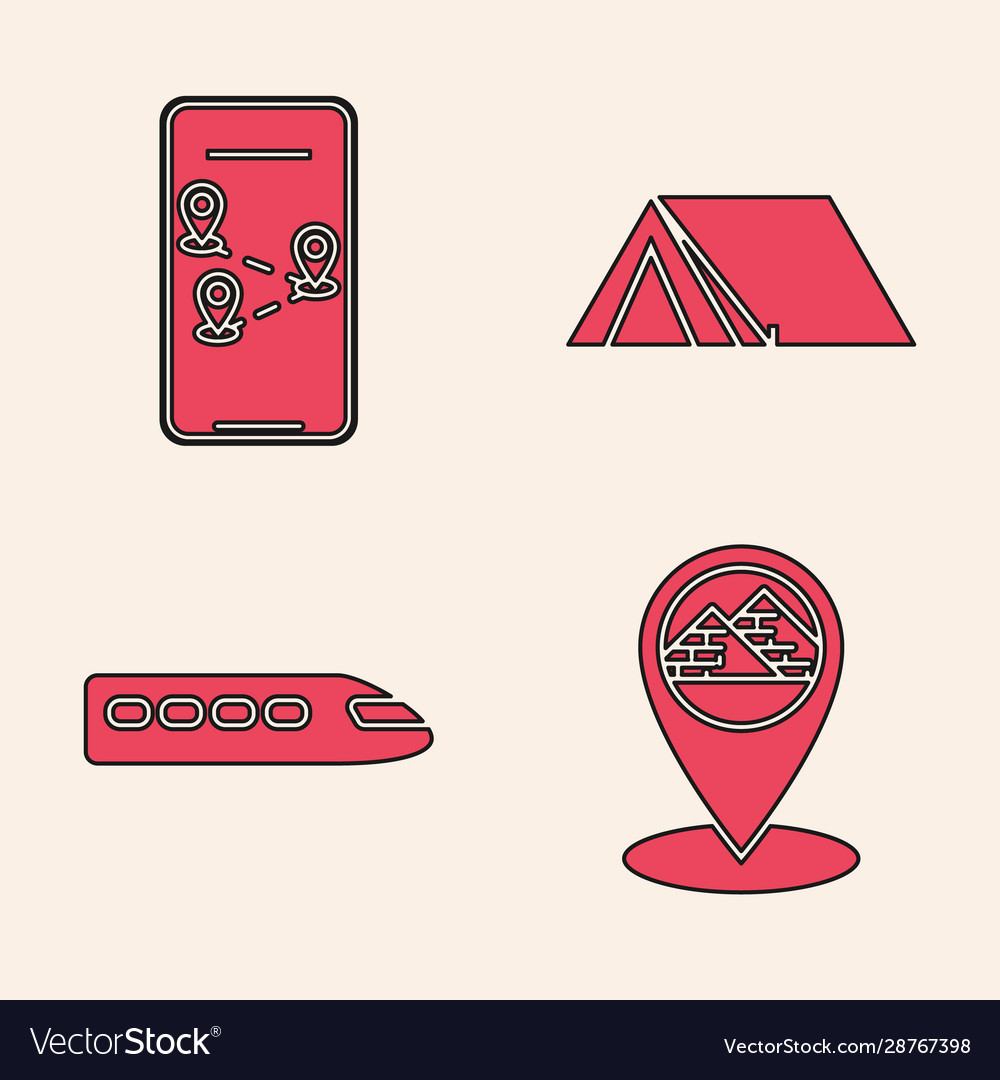 Set map pointer with egypt pyramids infographic vector image Set map pointer with egypt pyramids infographic