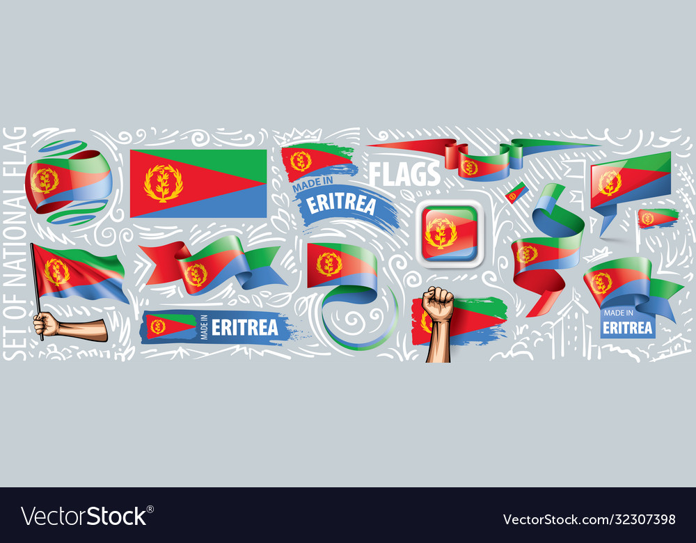 Set national flag eritrea vector image Set national flag eritrea