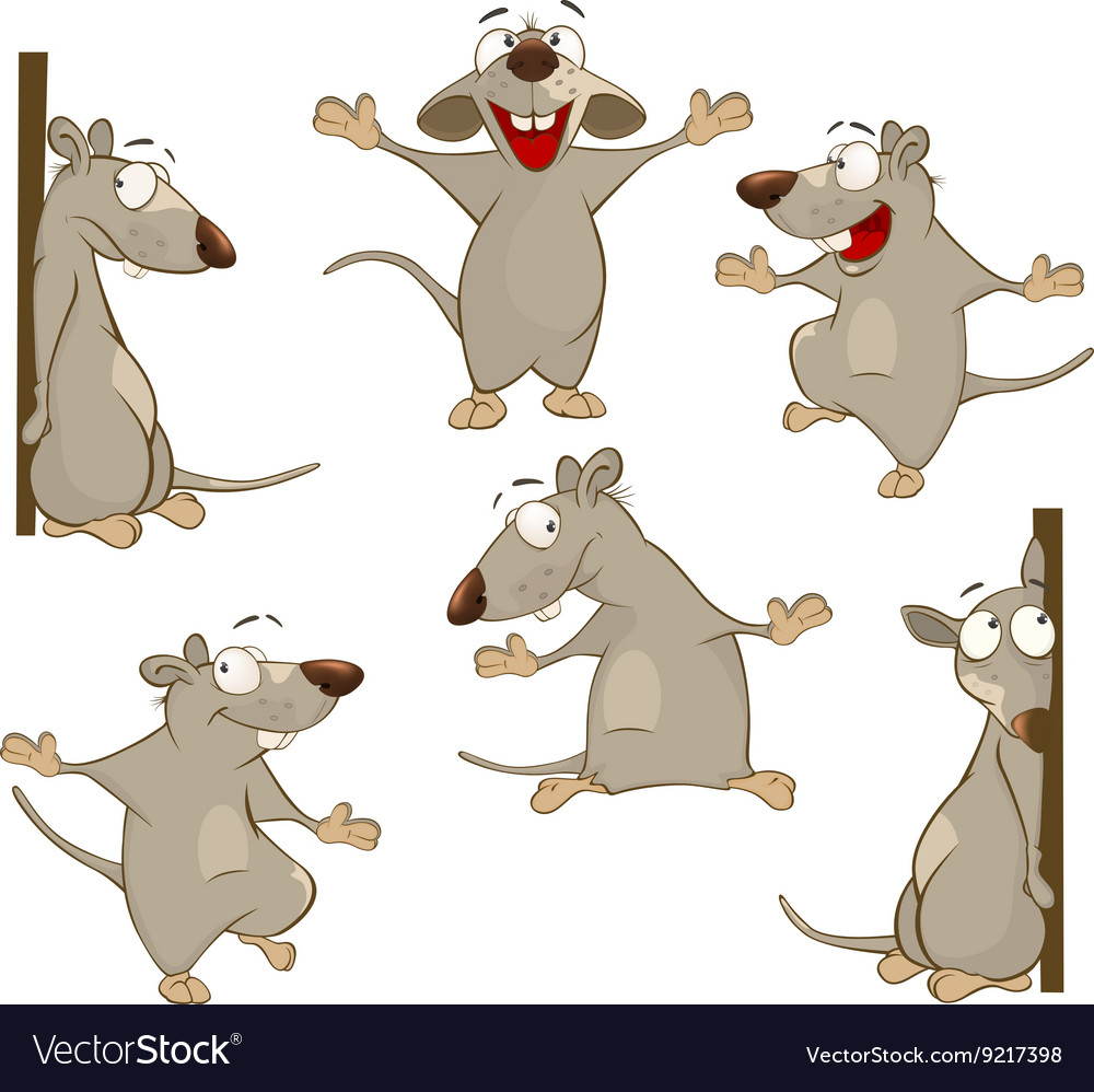 Set of cartoon cute rats
