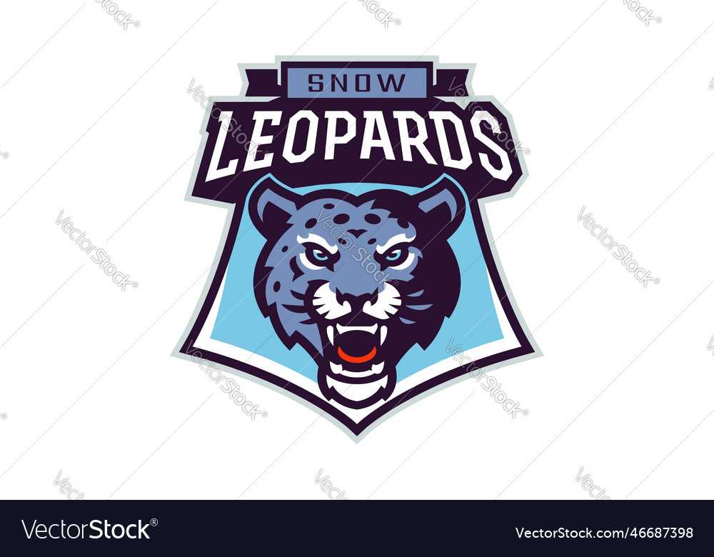 Sports logo with snow leopard mascot colorful Vector Image