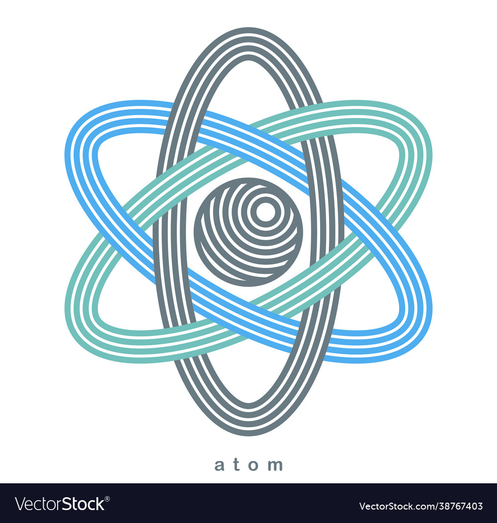 Atom symbol in modern linear style isolated vector image Atom symbol in modern linear style isolated