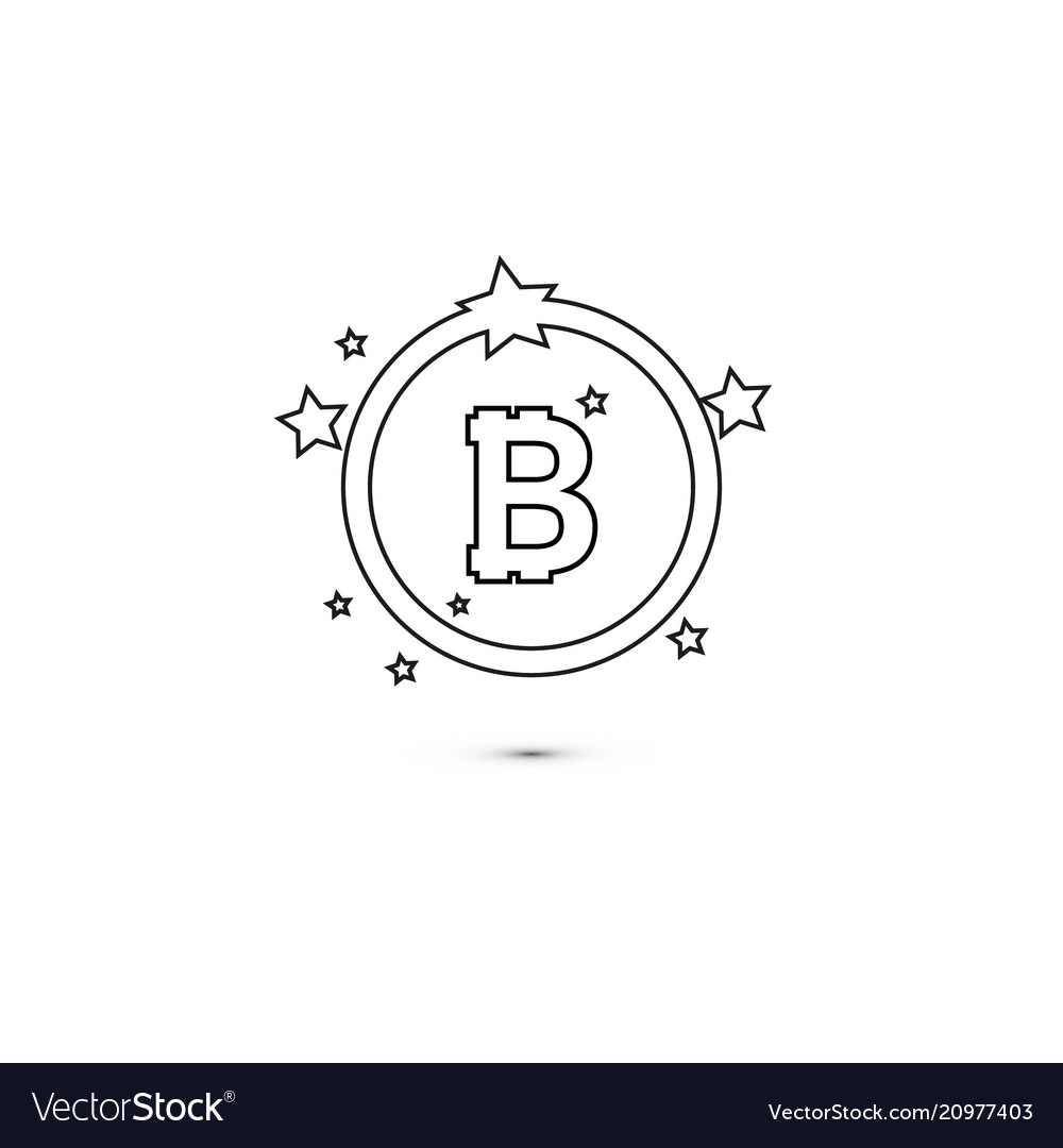 Bitcoin coin with stars and circle abstract vector image Bitcoin coin with stars and circle abstract