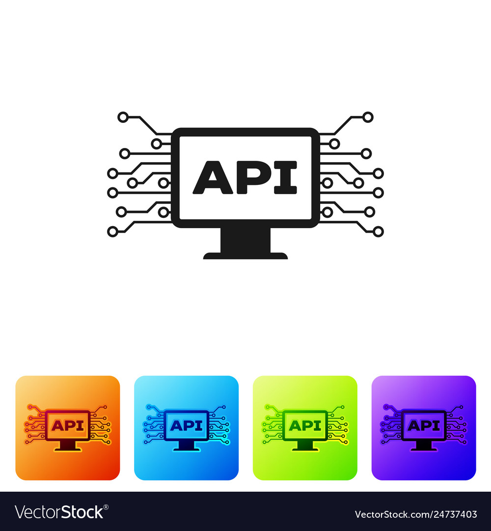 Black computer api interface icon isolated vector image Black computer api interface icon isolated