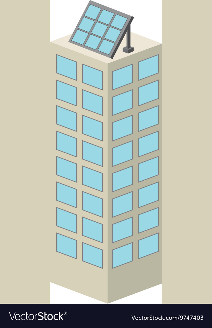 Building with panel solar isolated icon design