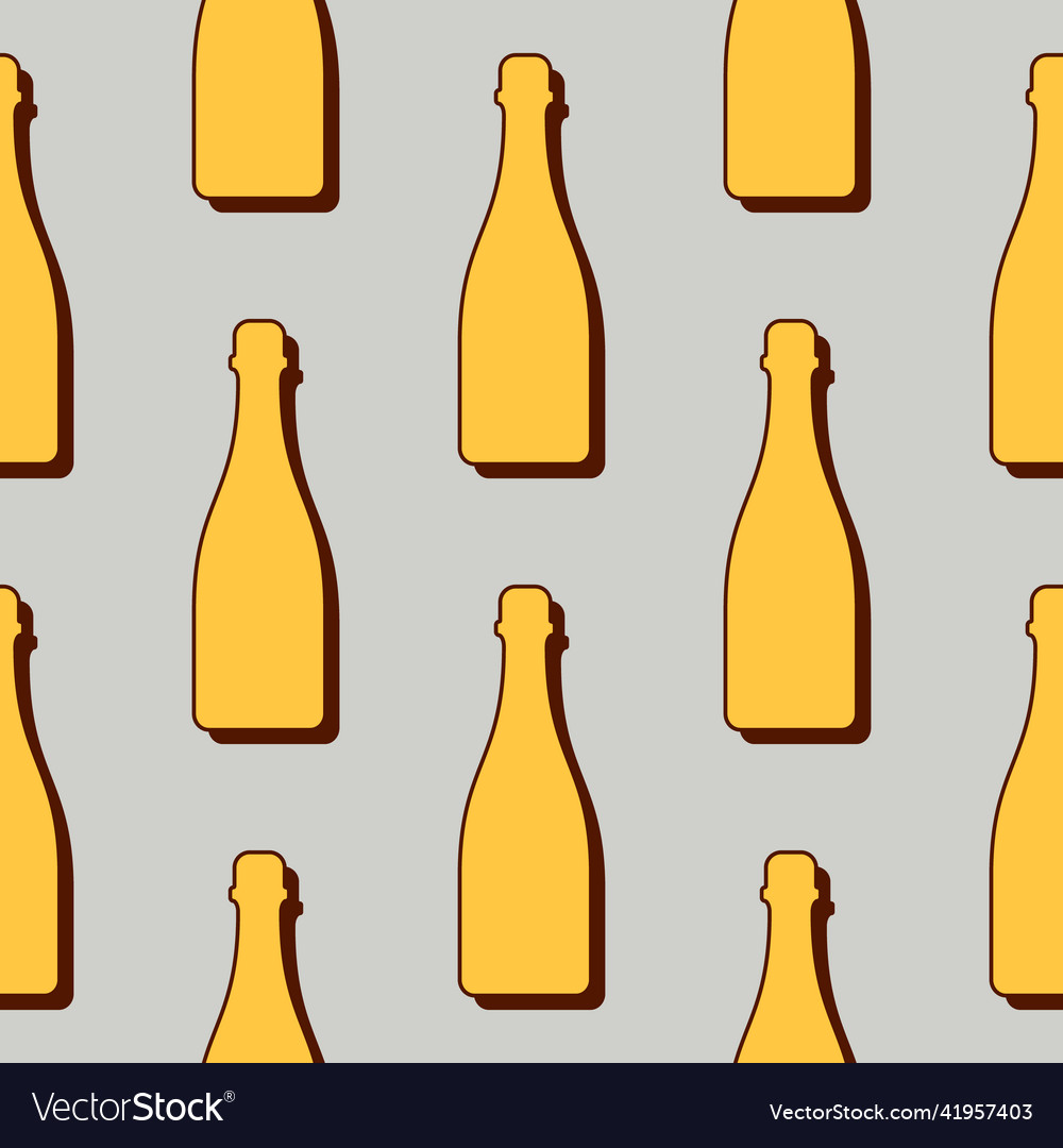 Champagne bottles seamless pattern line art style