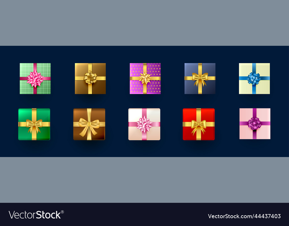 Collection of realistic gift box design