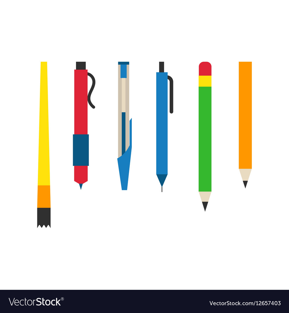 Colored engineering office pens and pencils Vector Image