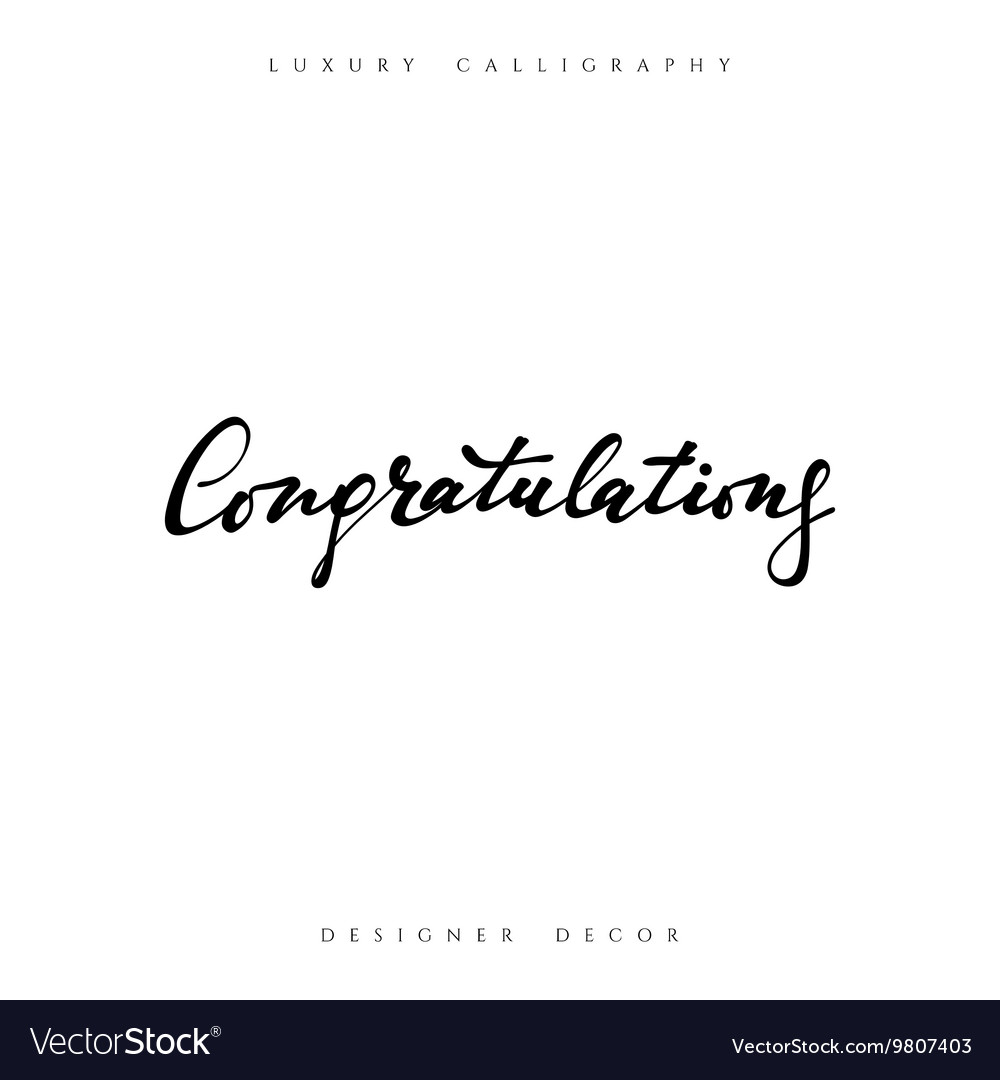 Congratulations calligraphic inscription