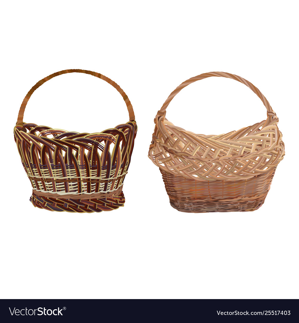 Empty wicker basket set isolated