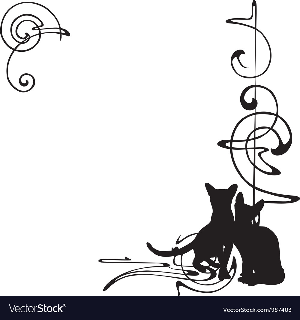 Frame with a pattern and cats Royalty Free Vector Image