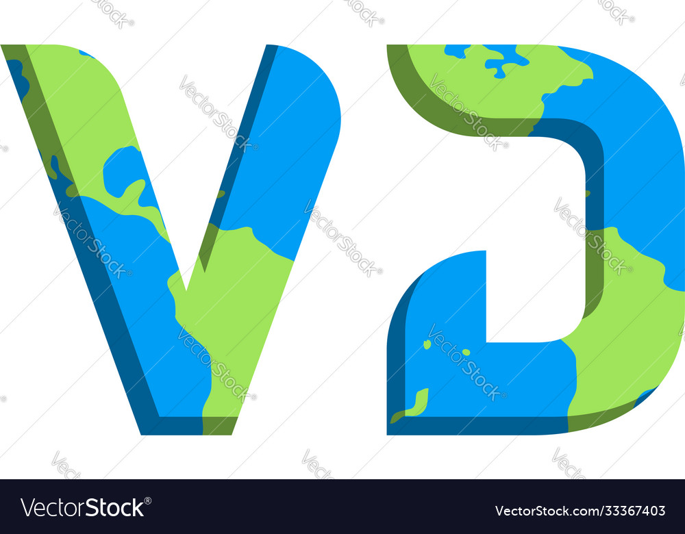 Initial vd logo design with world map style