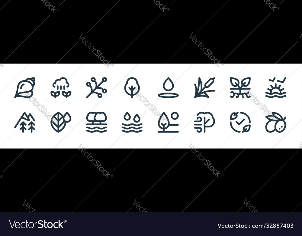Nature line icons linear set quality vector image Nature line icons linear set quality