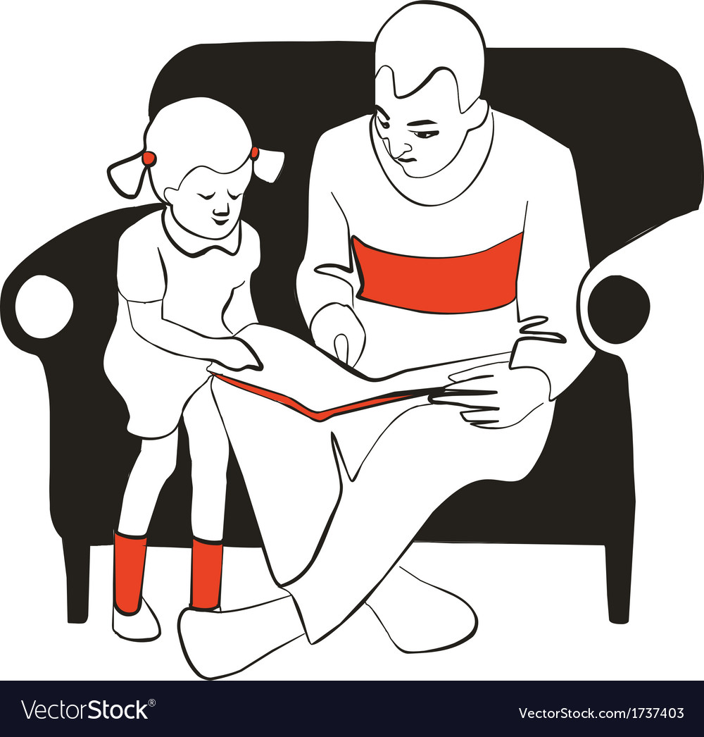 Reading family silhouette 01