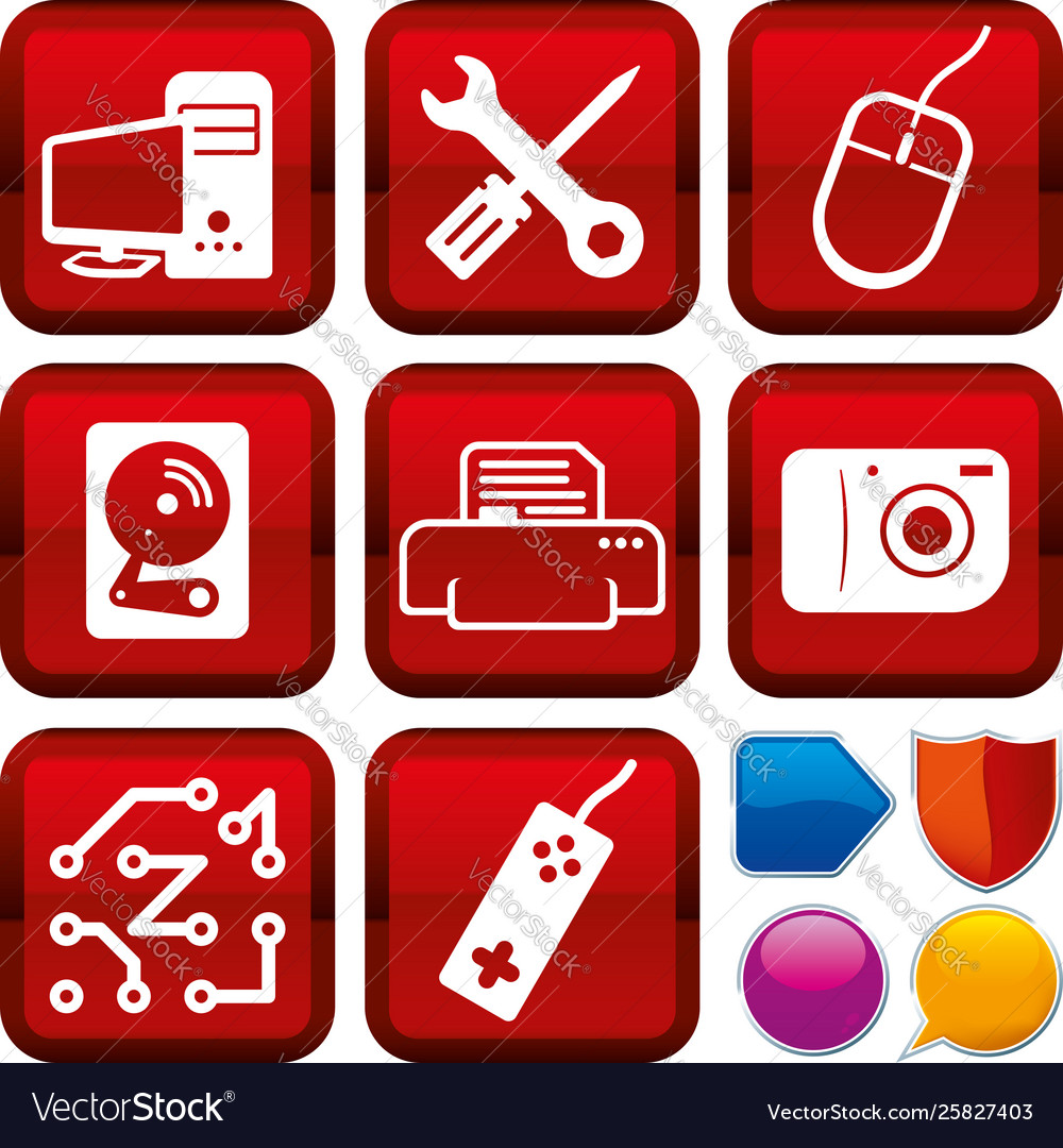 Set hardware icons on square buttons geometric