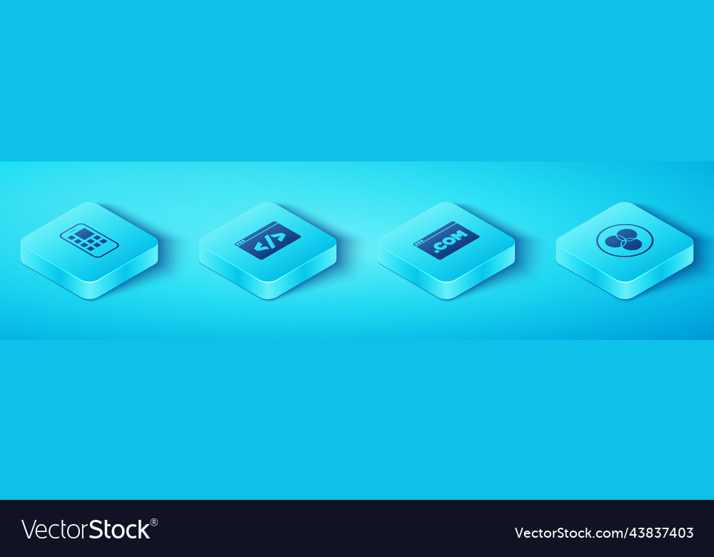 Set isometric mobile apps front end development vector image Set isometric mobile apps front end development