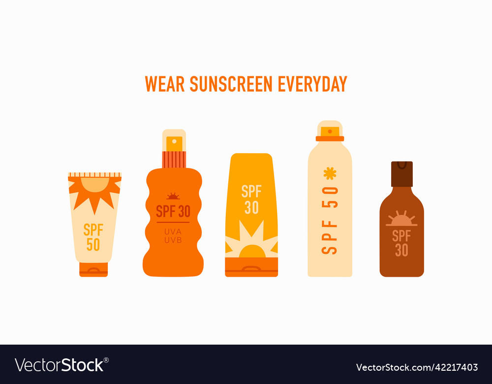 Wear sunscreen sun block cosmetics skin care Vector Image