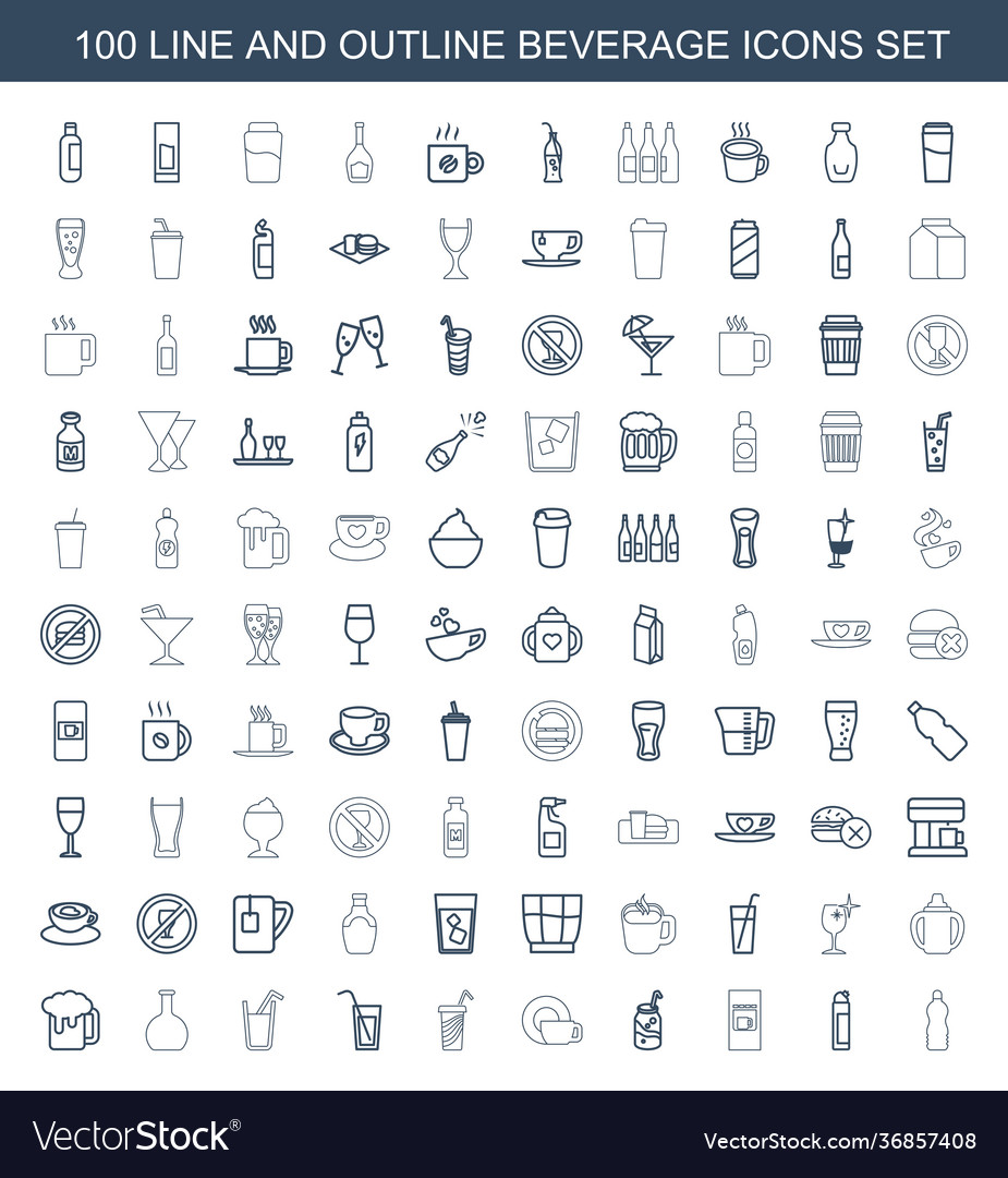 100 beverage icons Royalty Free Vector Image - VectorStock