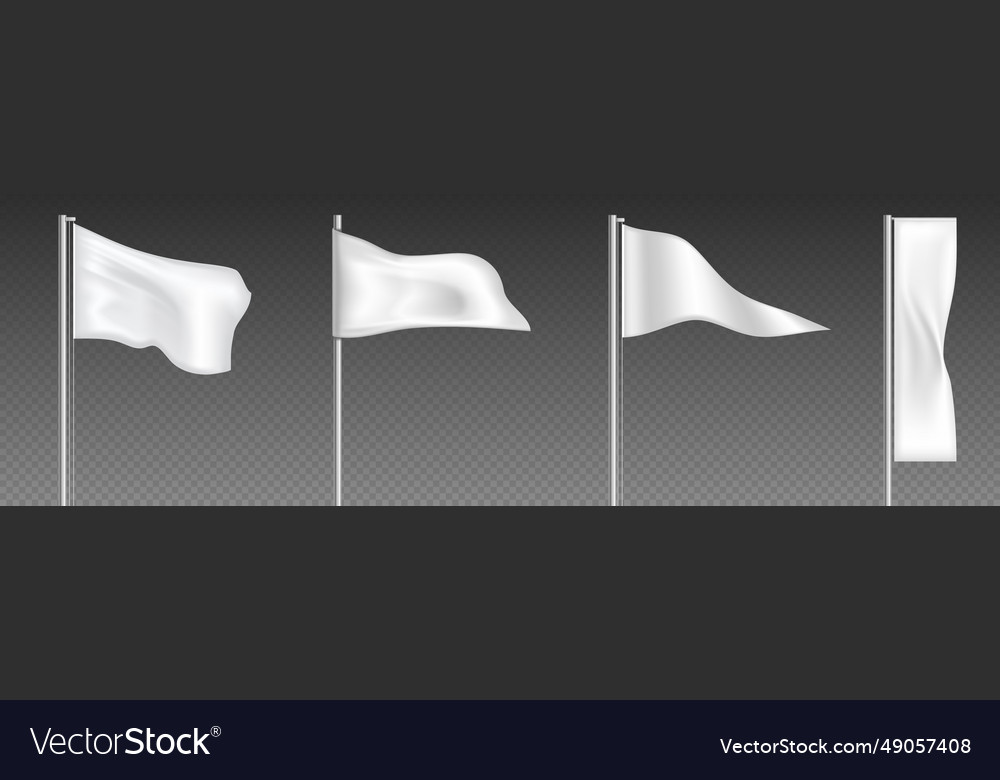 3d white pennant blank wave flag mockup Royalty Free Vector