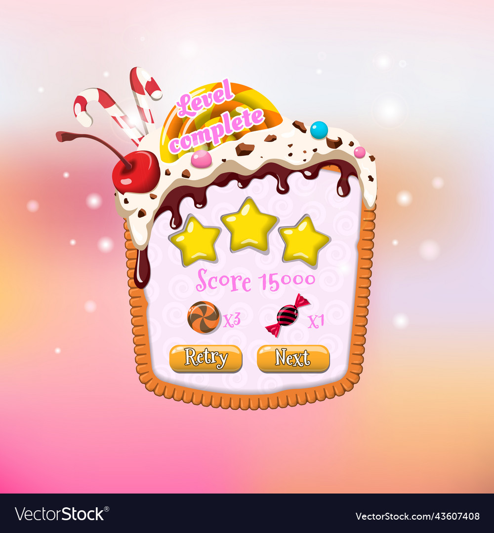 Candy casual game ui match3 mobile gui Royalty Free Vector