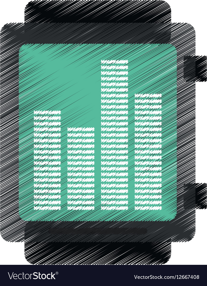 Drawing black smart watch music frecuency