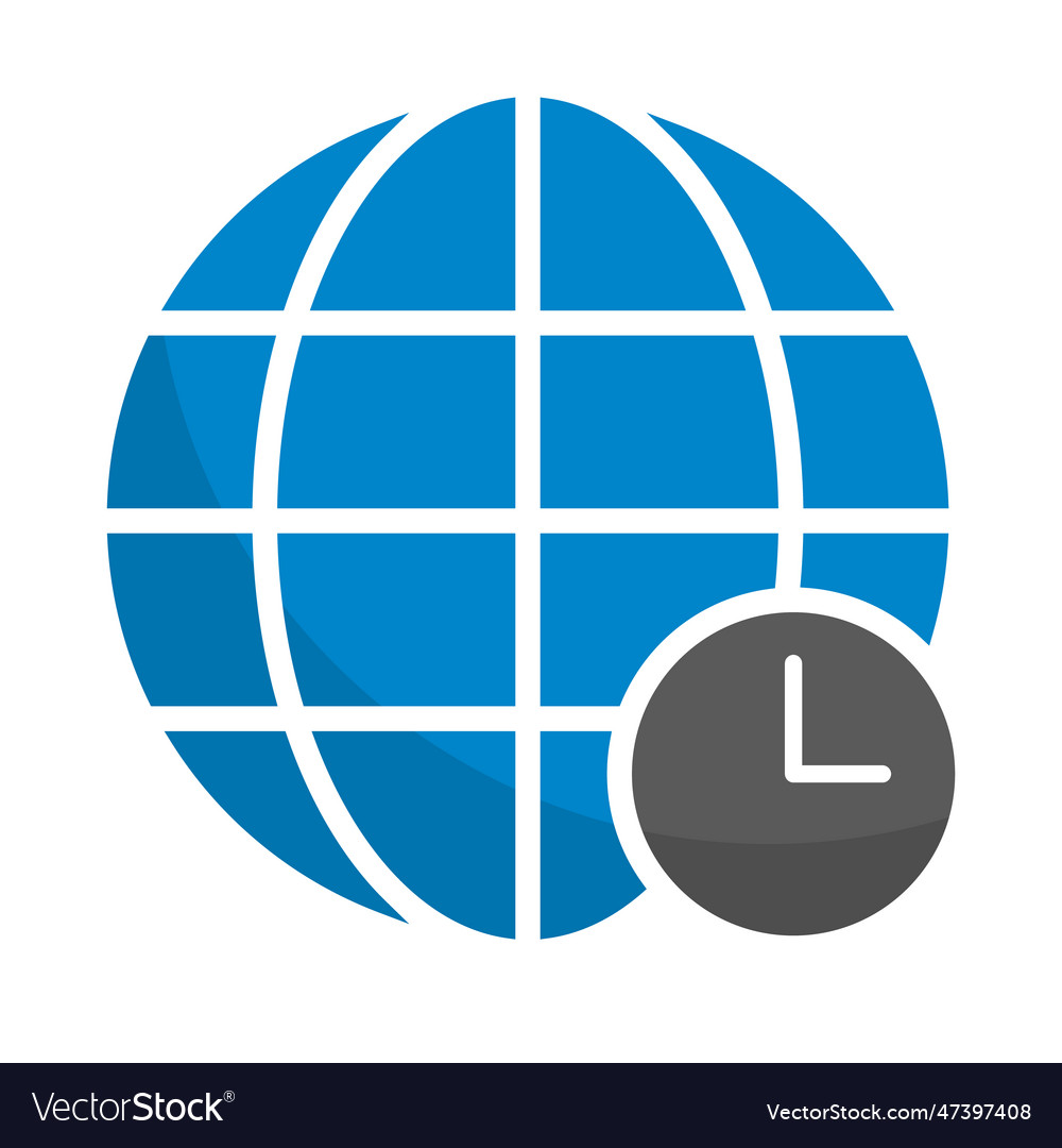 Earth and clock time zone icon or time difference Vector Image