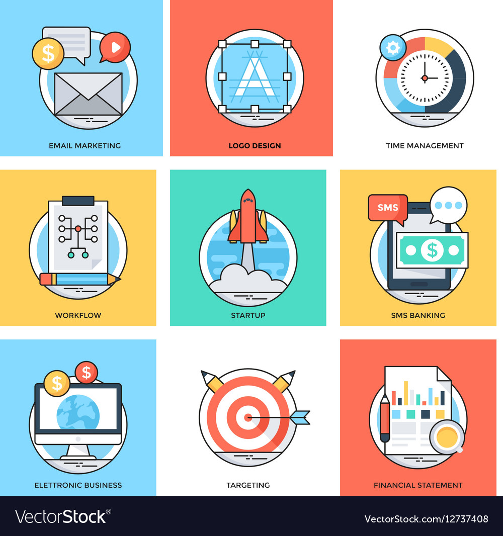 Flat color line design concepts icons 36