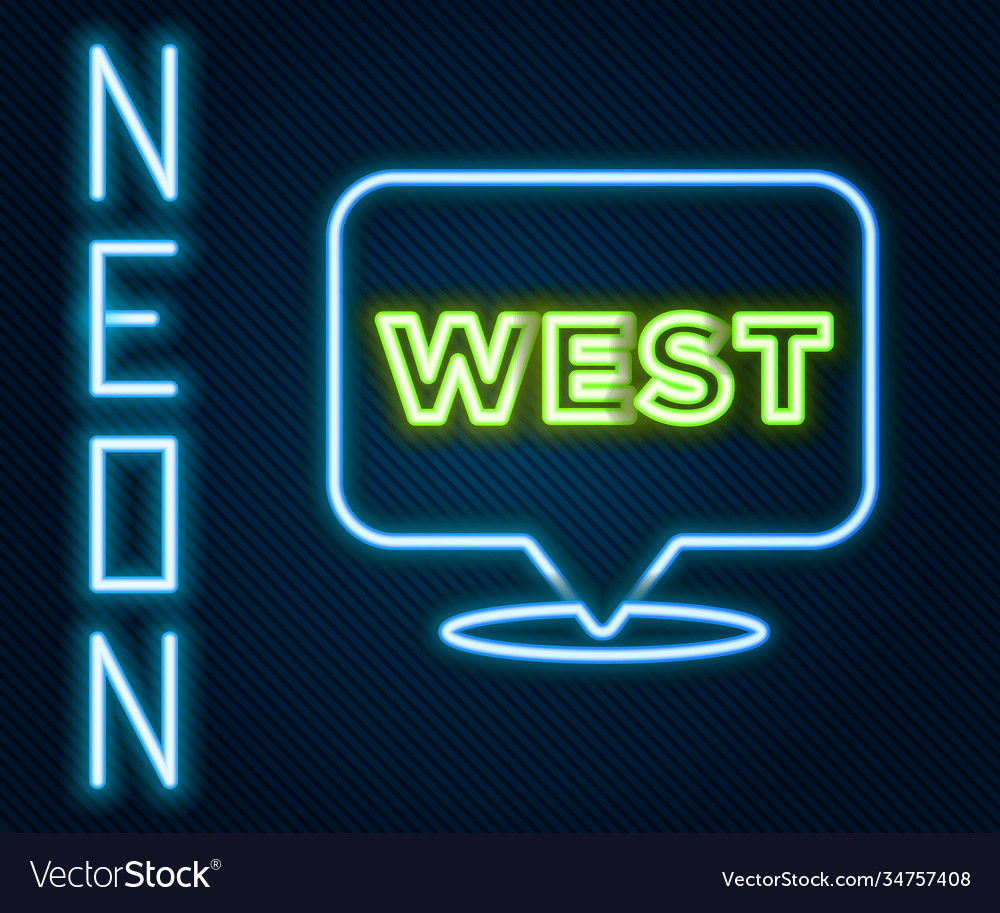 Glowing neon line pointer to wild west icon vector image Glowing neon line pointer to wild west icon