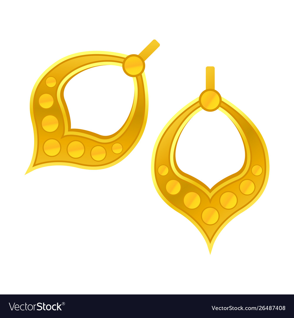Graceful gold earrings Royalty Free Vector Image