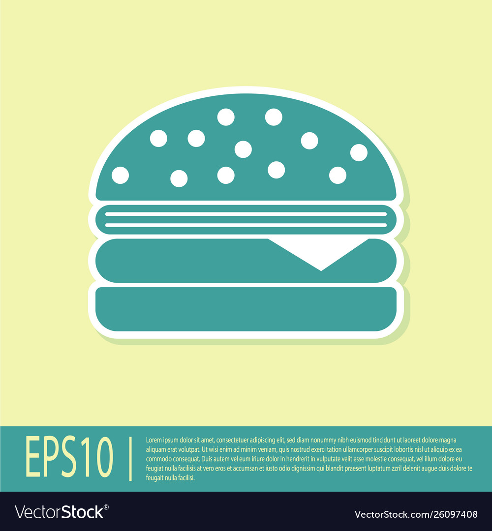 Green burger icon isolated on yellow background