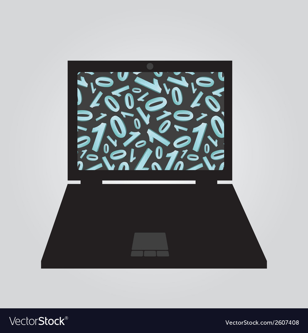 Laptop with Binary Code