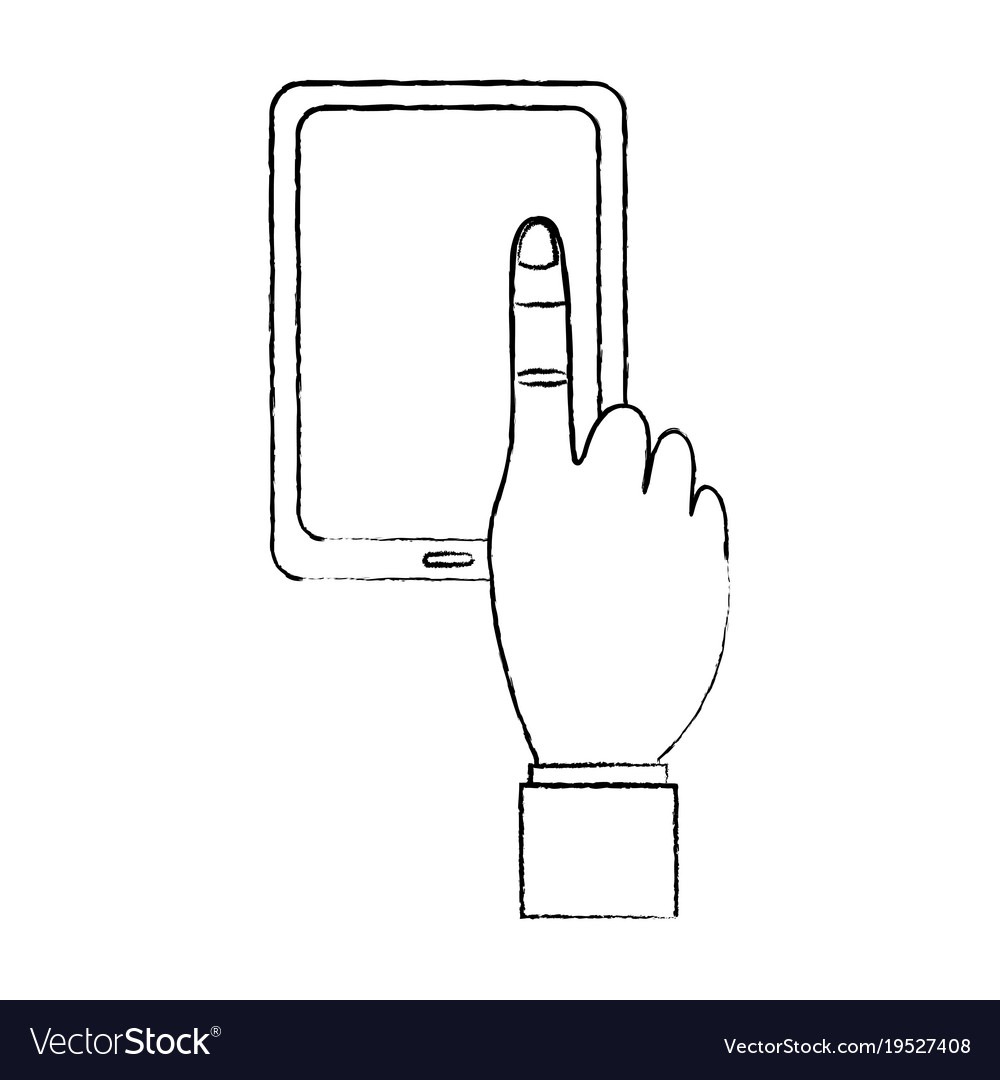 mobile phone with finger touching screen vector image