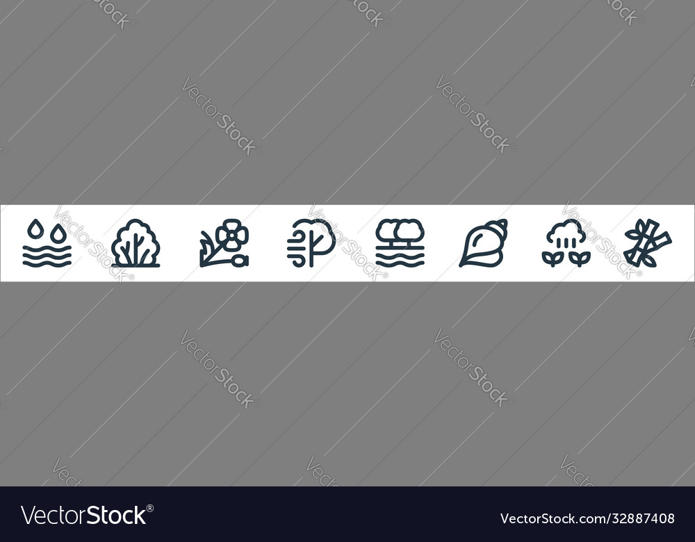 Nature line icons linear set quality Vector Image Nature line icons linear set quality