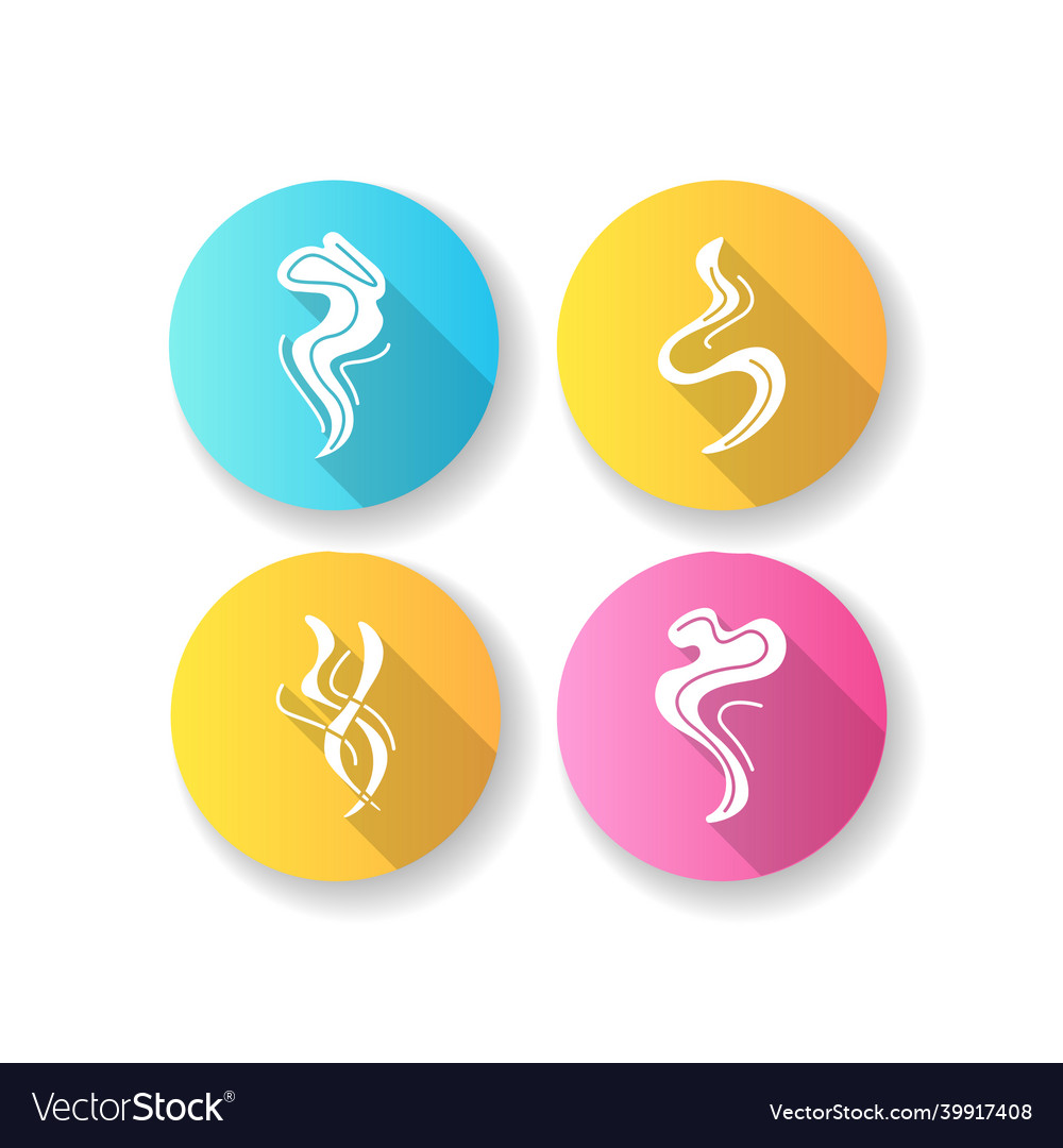 Odor flat design long shadow glyph icons set good