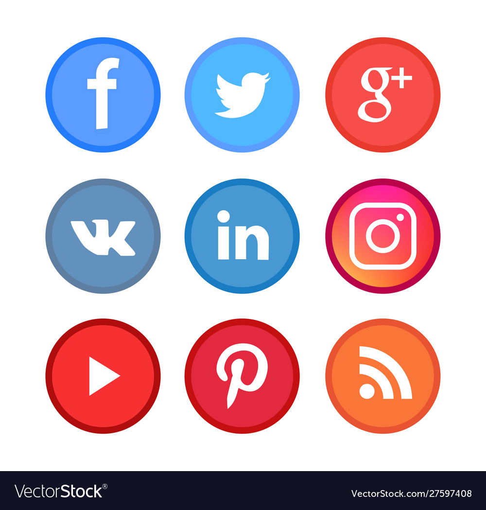 Social media icon set for blog contacts and app Vector Image