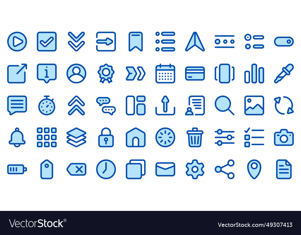 Basic user interface essential set blue icon