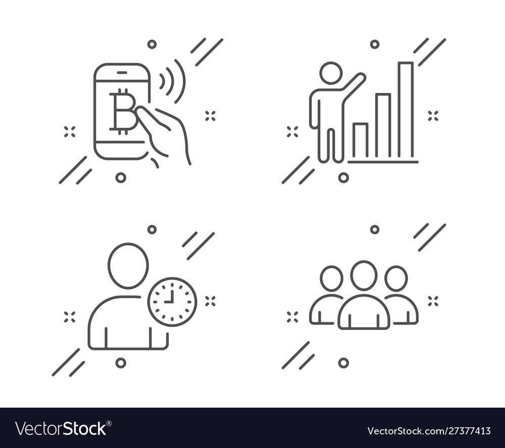 Bitcoin pay time management and graph chart icons vector image Bitcoin pay time management and graph chart icons