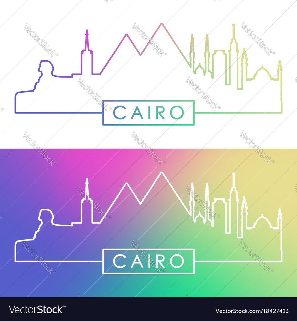 Cairo skyline colorful linear style editable