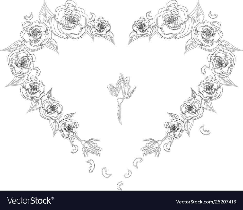 Coloring for adults and children heart roses