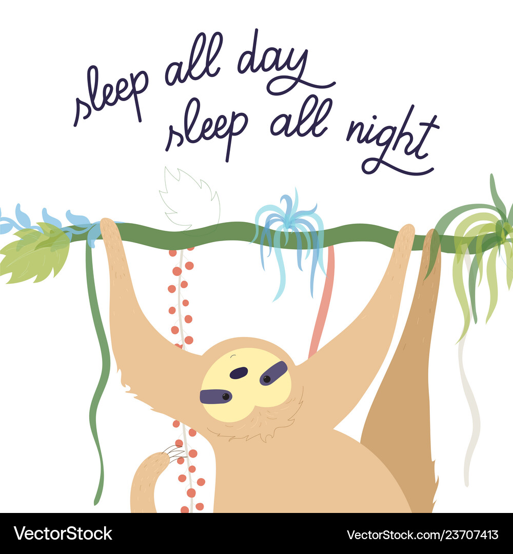 Cute character sloth Royalty Free Vector Image