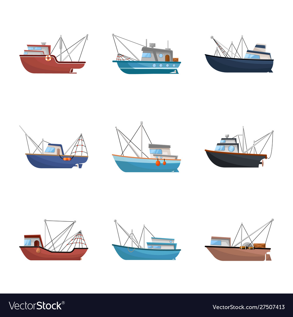 Design boat and fishing icon collection