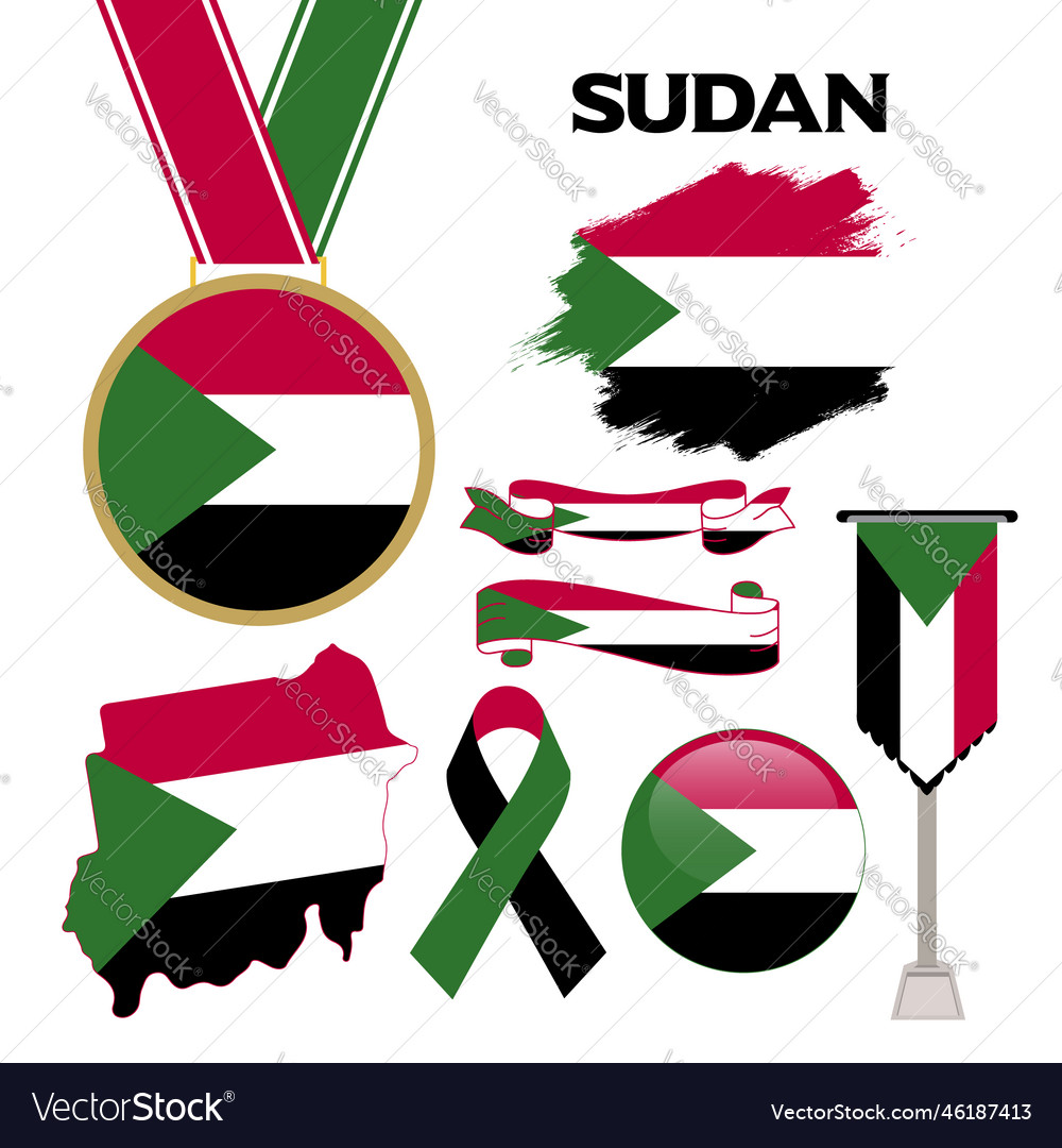 Elements collection with the flag of sudan design Vector Image Elements collection with the flag of sudan design