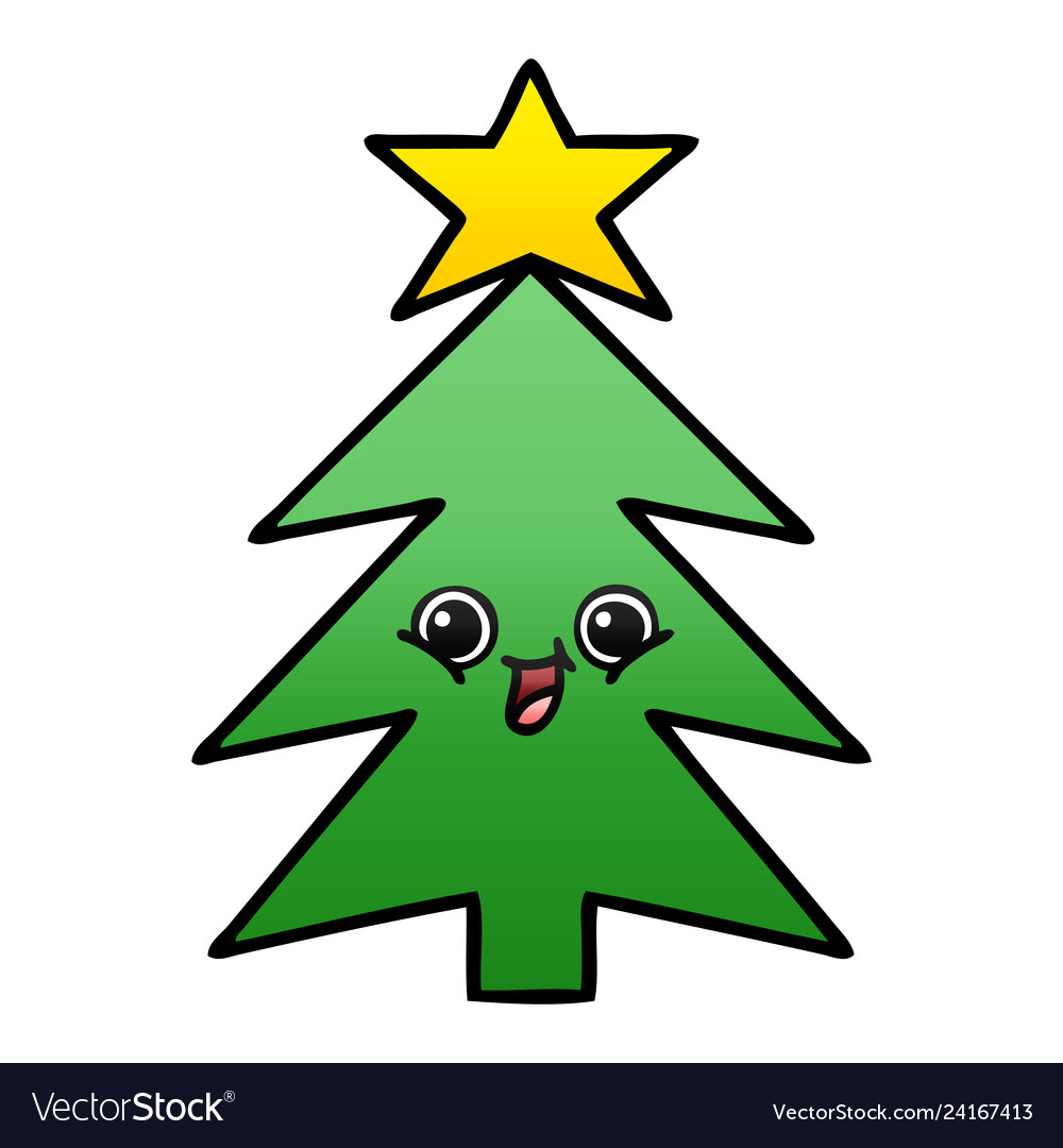 Gradient shaded cartoon christmas tree Royalty Free Vector