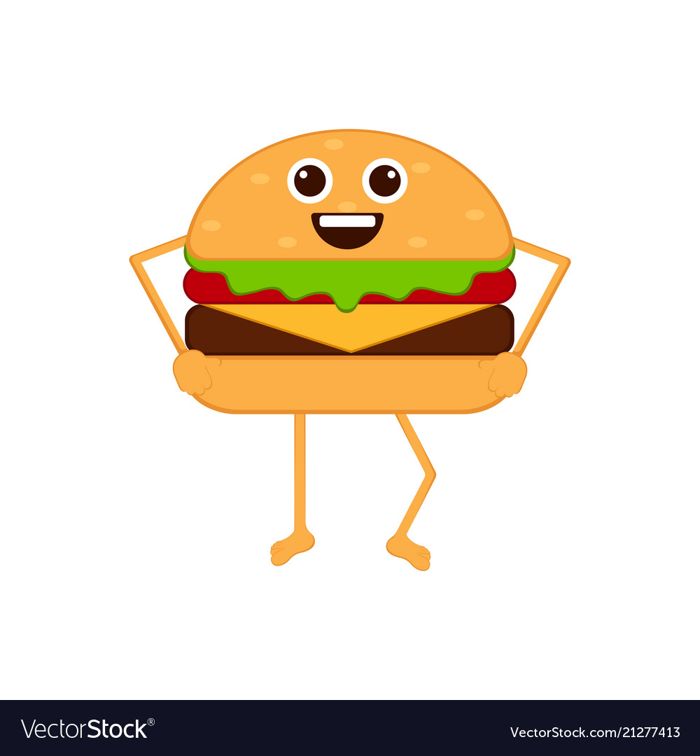 Isolated happy burger emote Royalty Free Vector Image