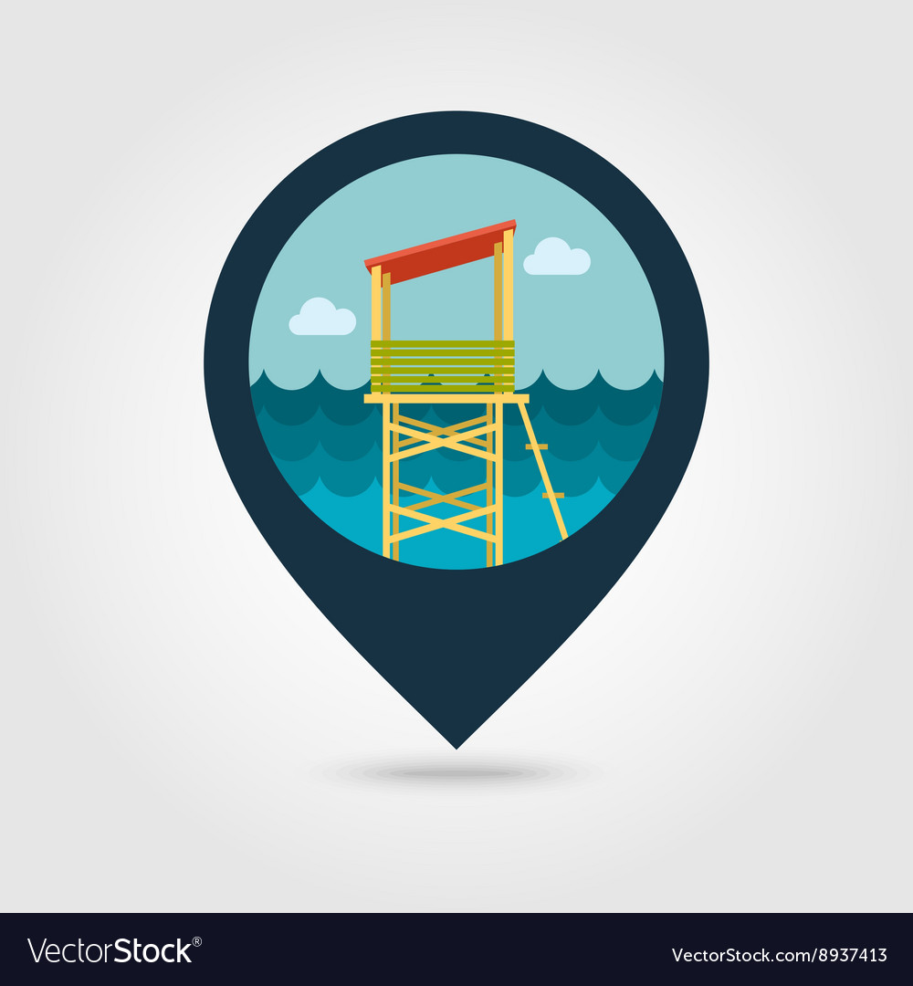 Lifeguard tower pin map icon summer vacation