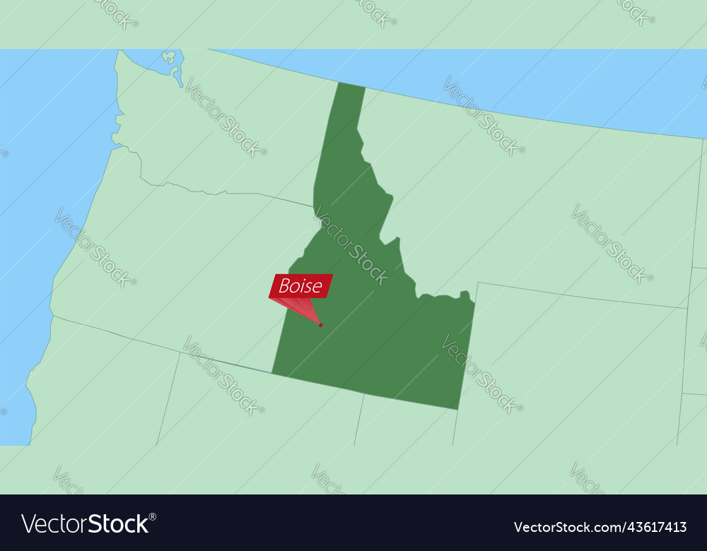 Map of idaho with pin country capital