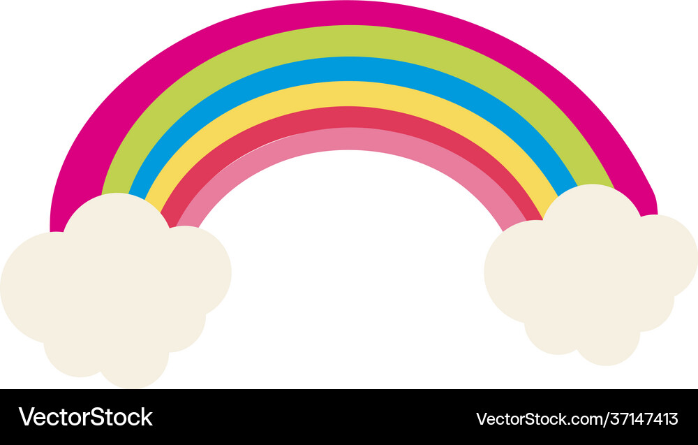 Rainbow with clouds Royalty Free Vector Image - VectorStock
