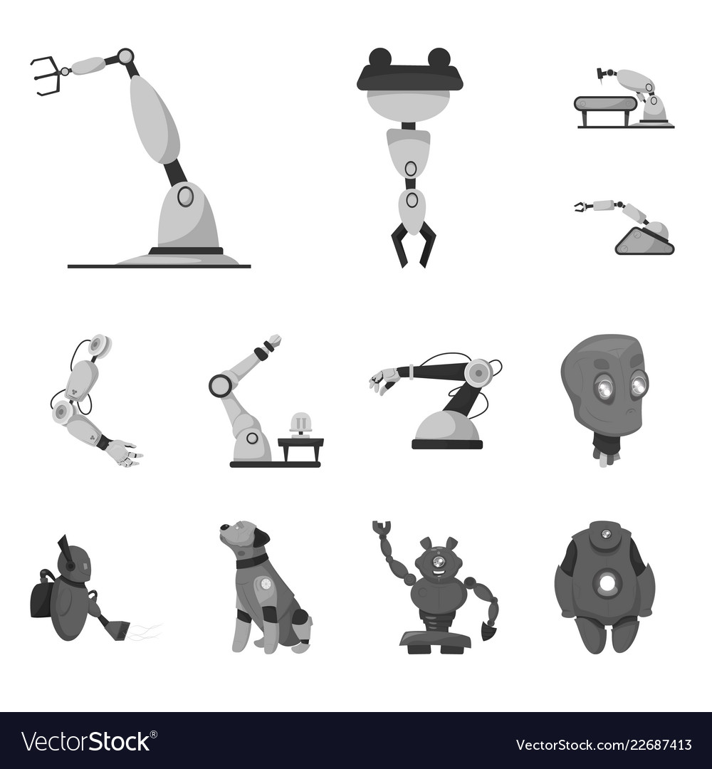 Robot and factory sign set vector image Robot and factory sign set