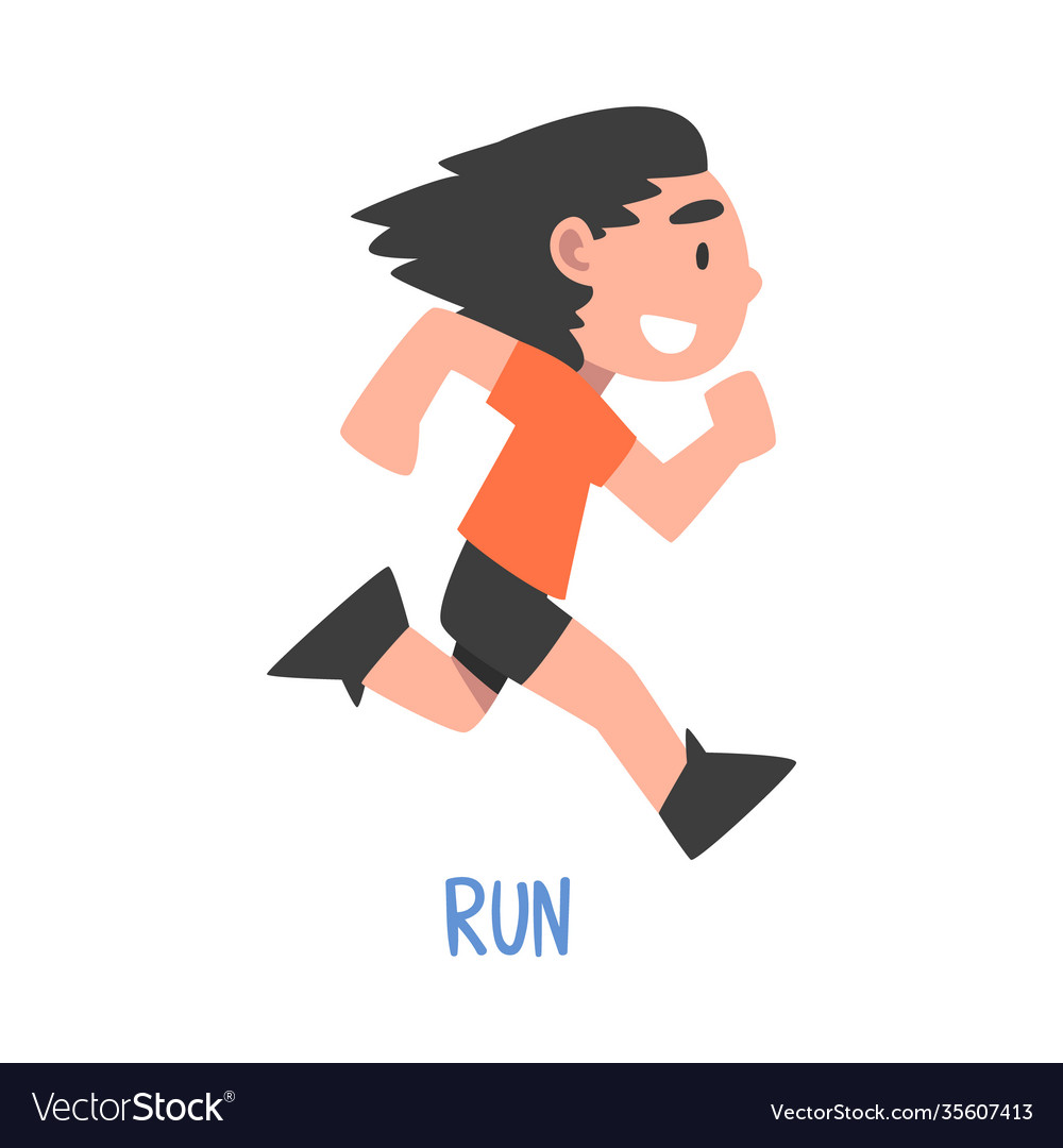 run-word-verb-expressing-action-children-vector-image