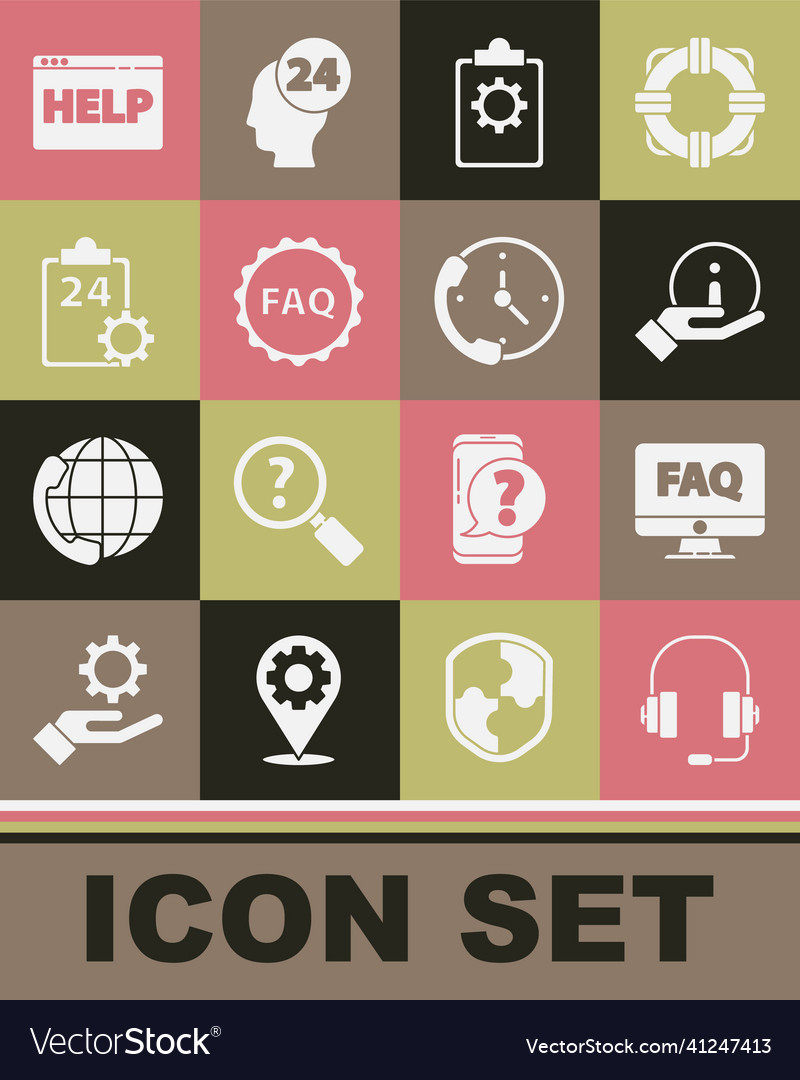 Set headphones computer monitor and faq vector image Set headphones computer monitor and faq